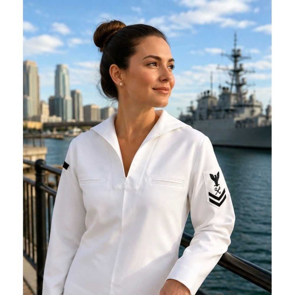 US Navy Women's Dress White Jumper 12T ONI Intelligence Petty Officer Uniform